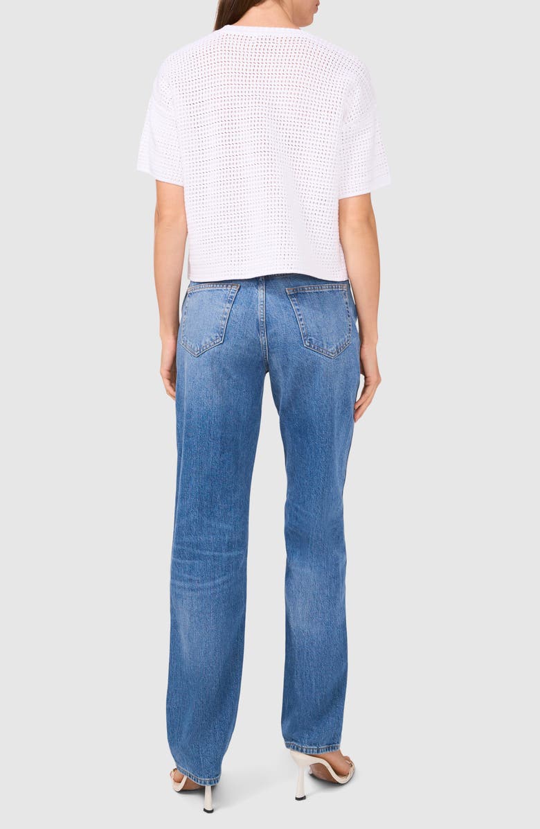 Halogen<sup>®</sup> Cotton Short Sleeve Sweater, Alternate, color, Bright White