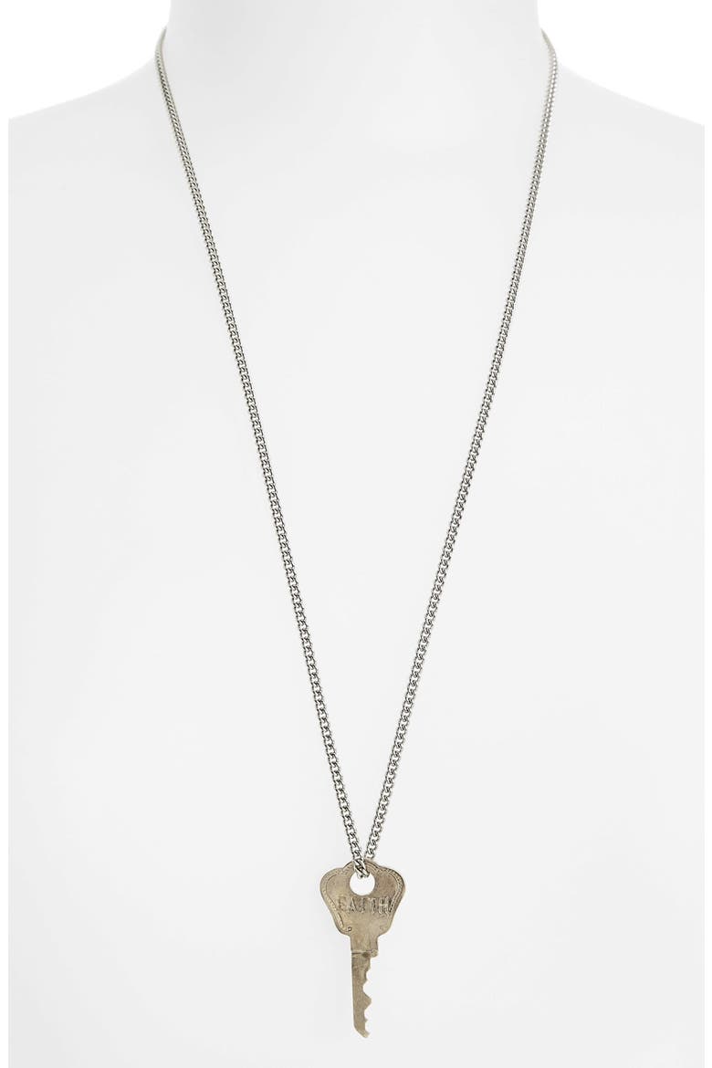 'Classic' 27-Inch Key Pendant Necklace, Alternate, color, STERLING SILVER/ FAITH