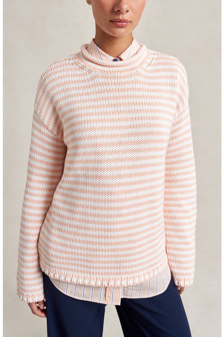 Fine Stripe Marina Sweater, Main, color, Seashell/Ivory