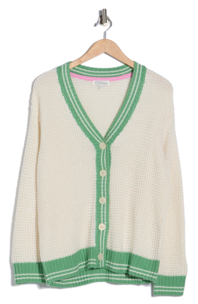 PJ Salvage Happiest On The Court Waffle Stitch Cardigan, Alternate, color, Ivory