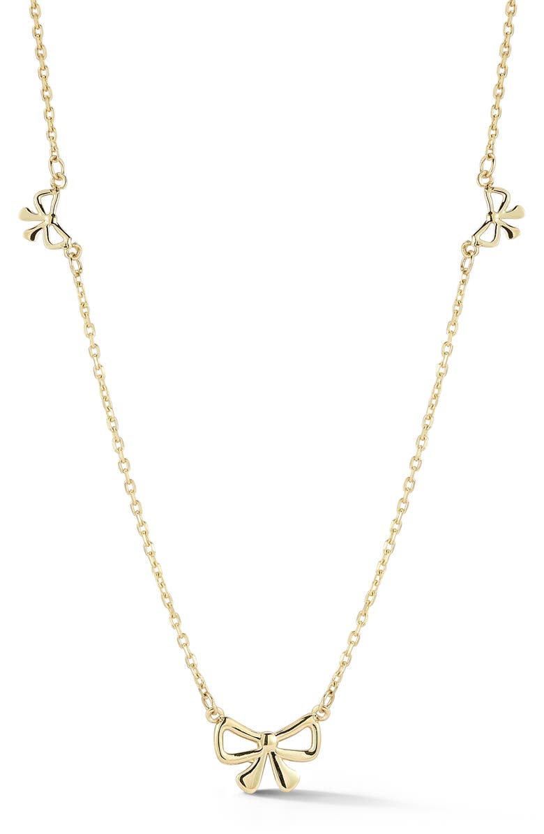 Ember Fine Jewelry 14K Gold Bow Pendant Necklace, Main, color, 14K Gold