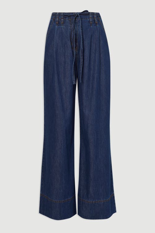 Karen Millen Denim Wide Legged Pants In Blue