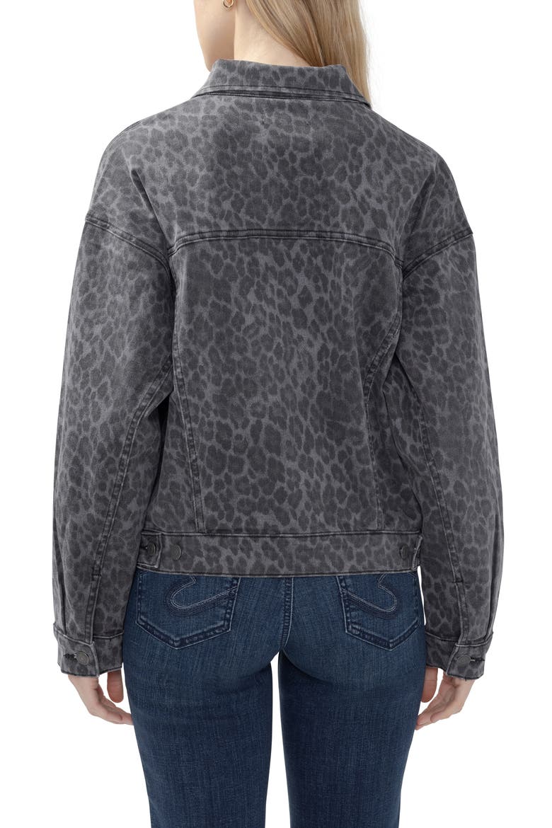 '90s Leopard Print Denim Trucker Jacket, Alternate, color, CHARCOAL LEOPARD