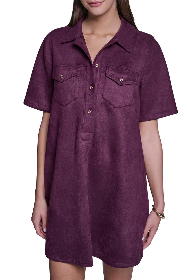 Faux Suede Shift Minidress, Alternate, color, WINE