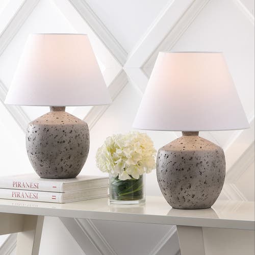 Jonathan Y Myron 18" Minimalist Scandinavian Concrete Effect Resin/iron Led Table Lamp In Antique Gray
