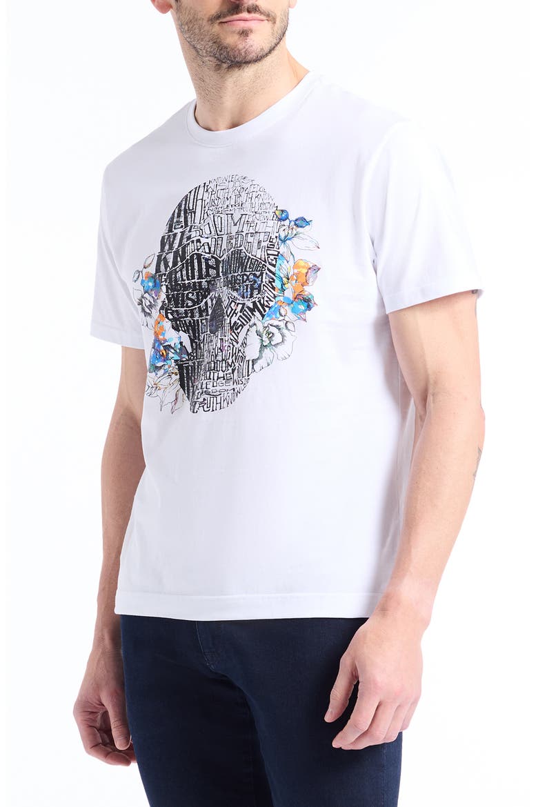 Floral Skull Graphic T-Shirt, Alternate, color, WHITE
