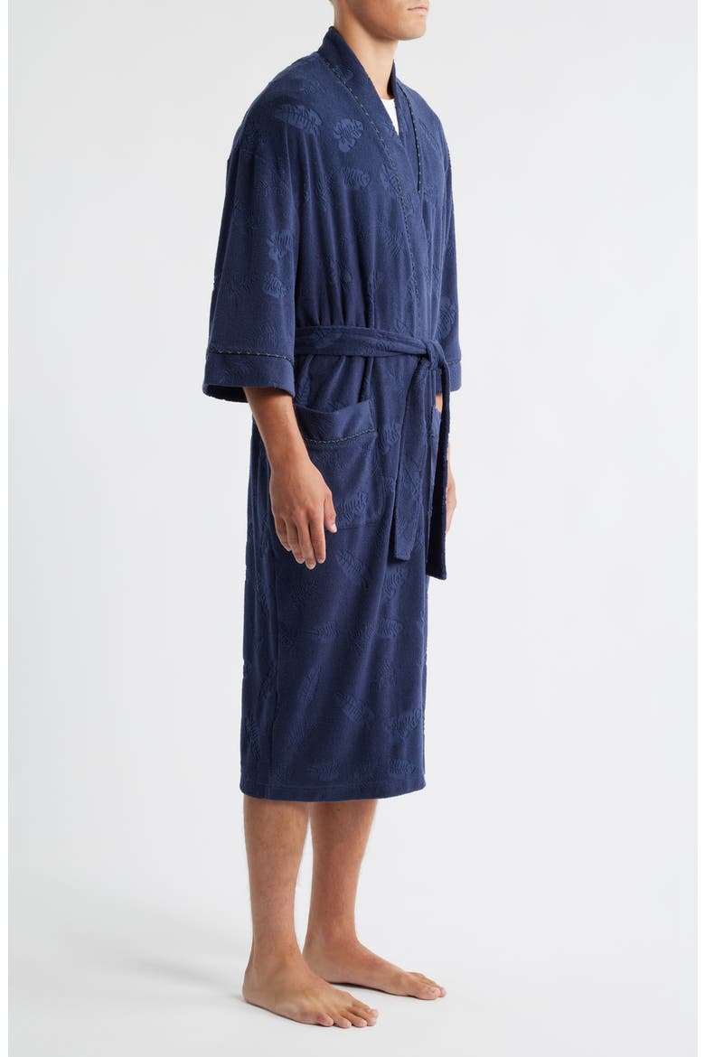 Shadow Hibiscus Terry Cloth Robe, Alternate, color, NAVY HIBISCUS