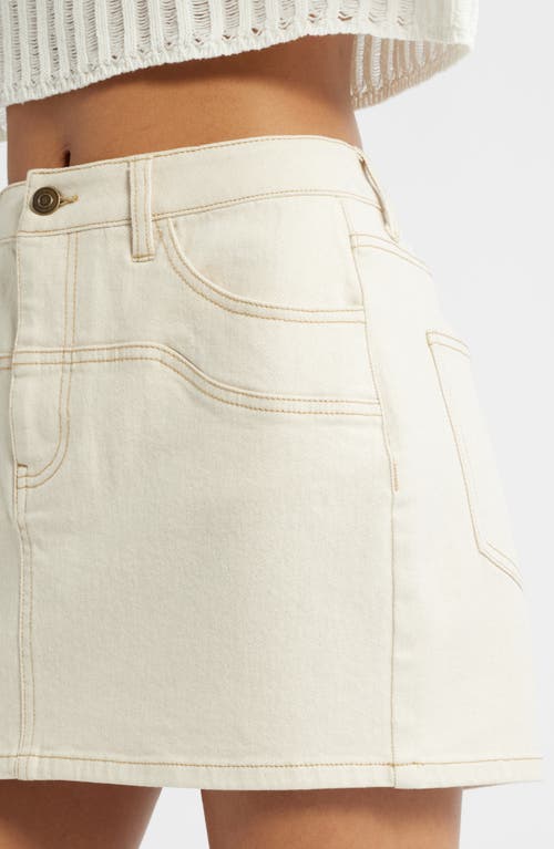 Bp. Seamed Denim Miniskirt In Ecru Glitter Coating
