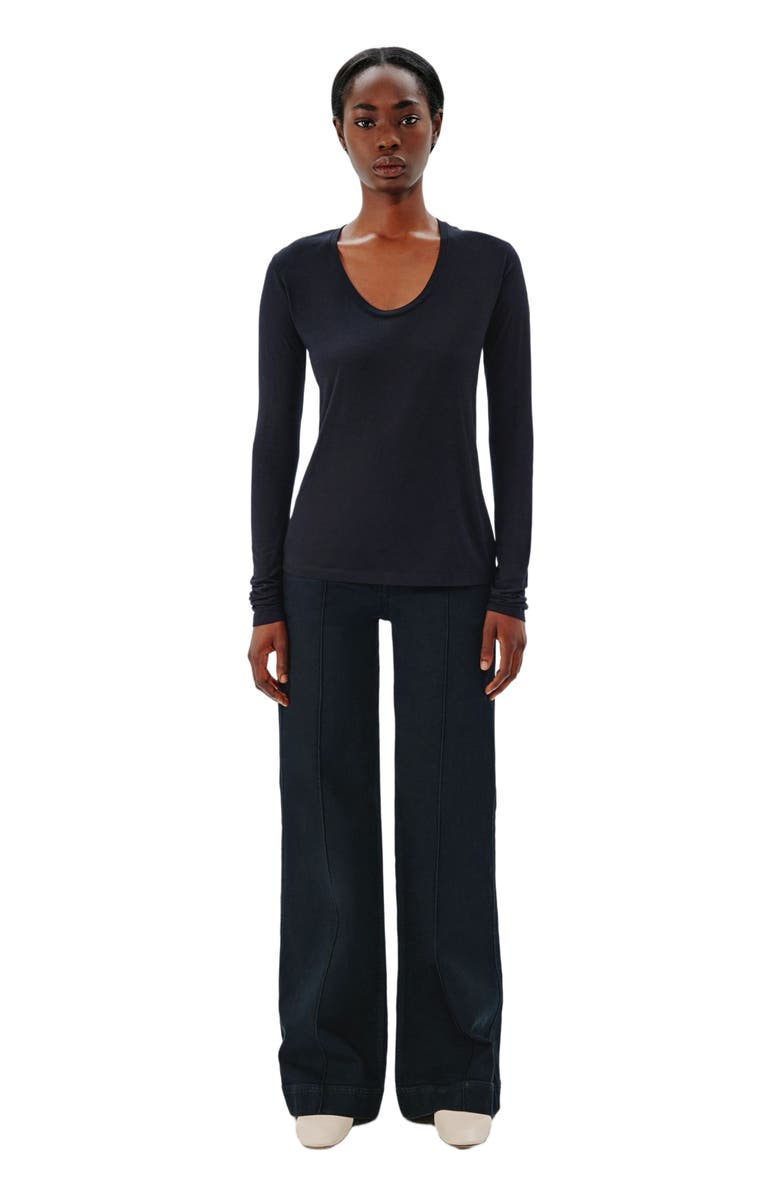 Another Tomorrow LONG BALLET SCOOP TEE, Main, color, Black