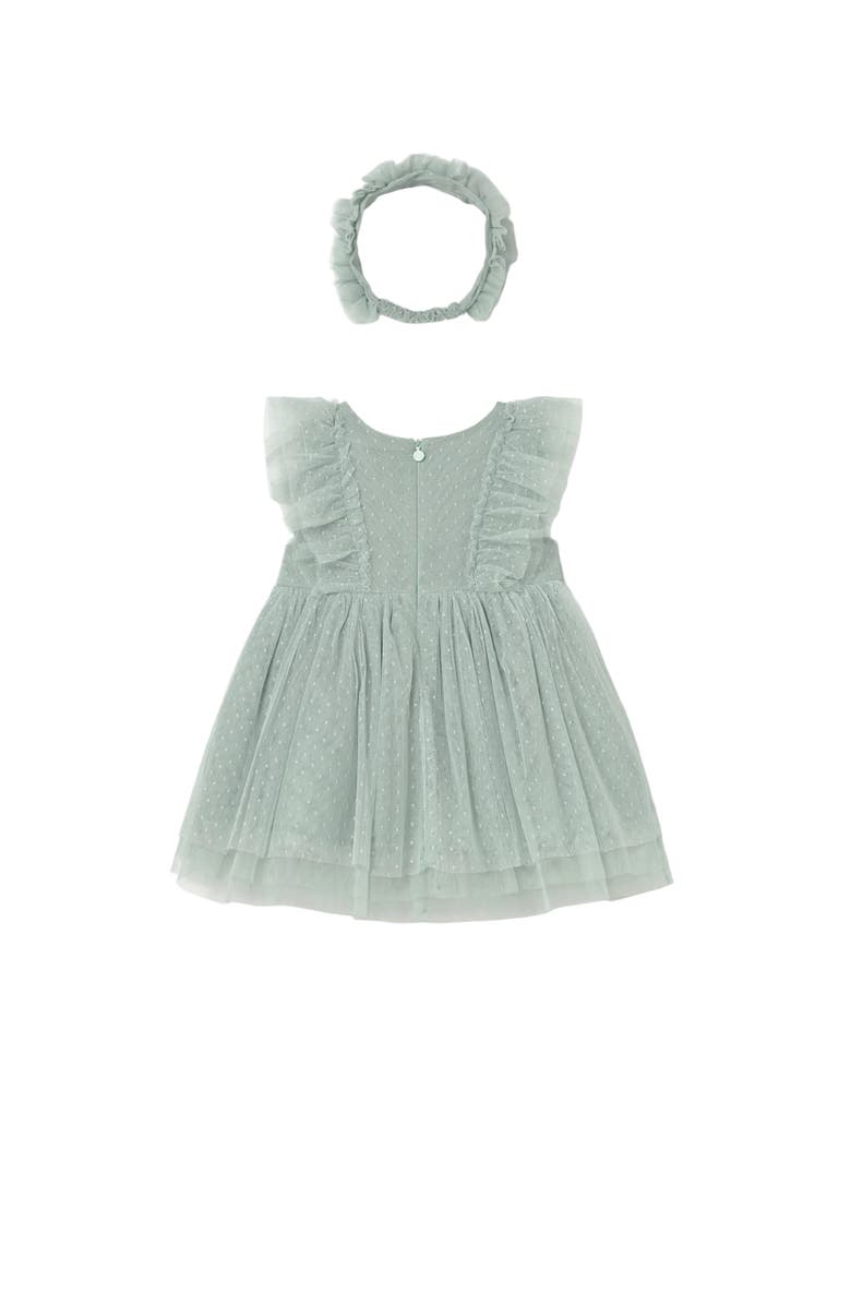 Mayoral Dress With Matching Headband, Alternate, color, Green