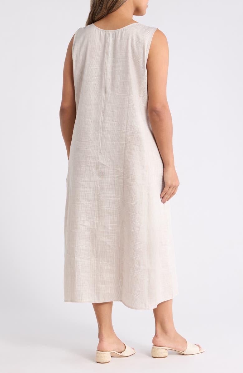 Eileen Fisher Scoop Neck Linen Blend Shift Dress, Alternate, color, Wheat