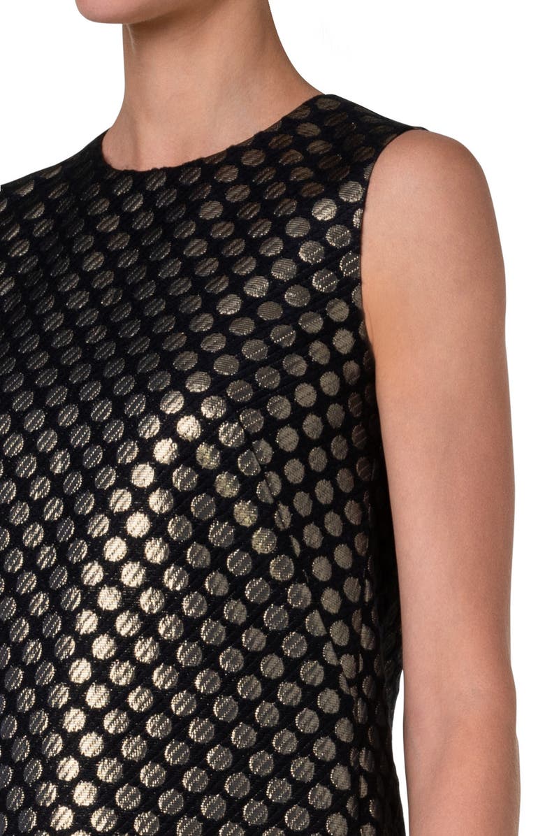 Akris punto Metallic Dot Jacquard Ruffle Hem Dress, Alternate, color, 