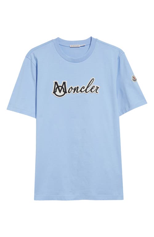 Moncler Logo Embroidered Cotton T-shirt In Serenity