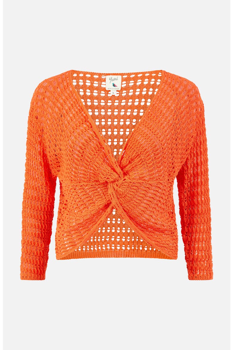 Crochet Cotton Twisted Bolero Cardigan, Main, color, Orange