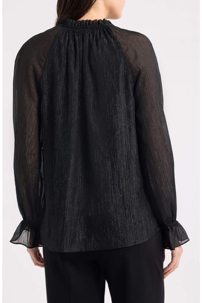 Metallic Ruffle Raglan Sleeve Top, Alternate, color, ANNE BLACK