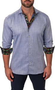 Maceoo Einstein FlamBlue Contemporary Fit Button-Up Shirt