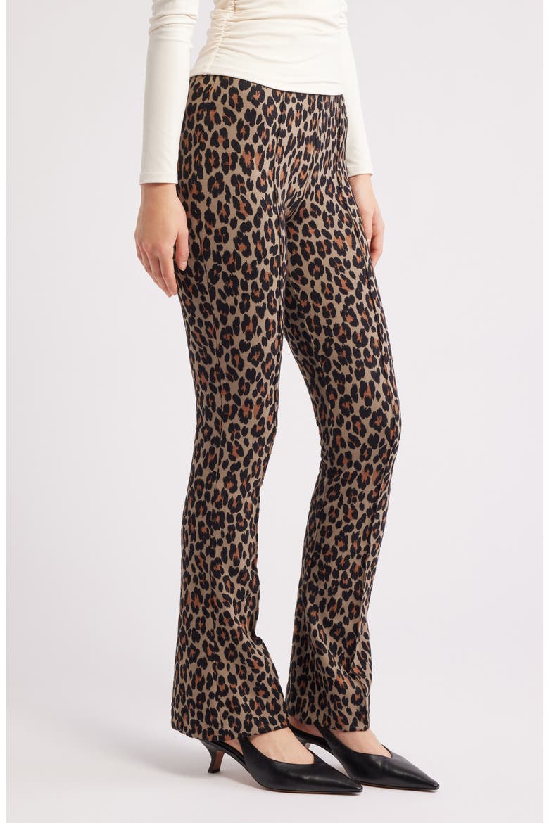 Leopard Print Ponte Pants, Alternate, color, BROWN