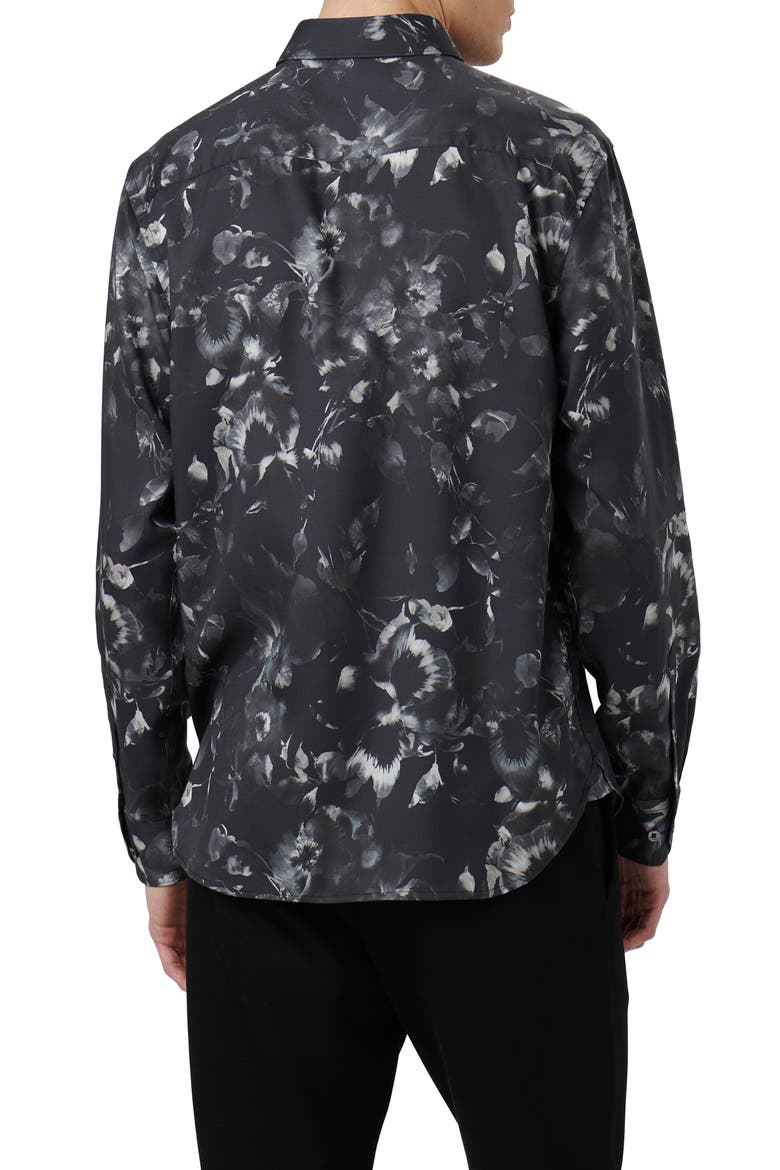 Julian Floral Print Button-Up Shirt, Alternate, color, ANTHRACITE