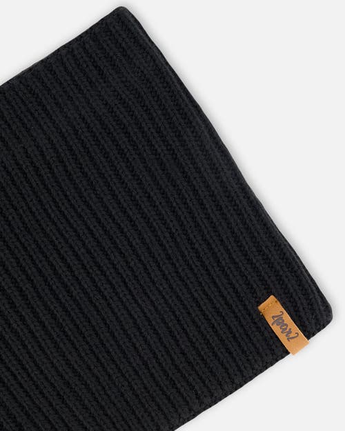 Deux Par Deux Kids Gender Inclusive Mid-season Knit Neck Warmer In Black