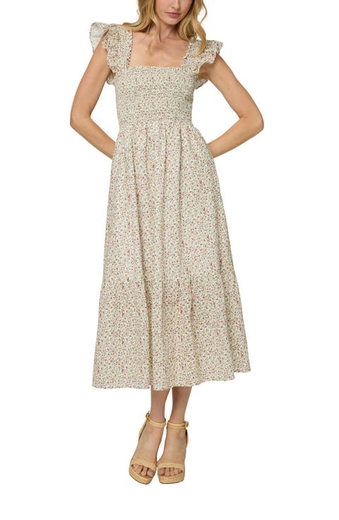 The Flounce Smocked Midi Dress