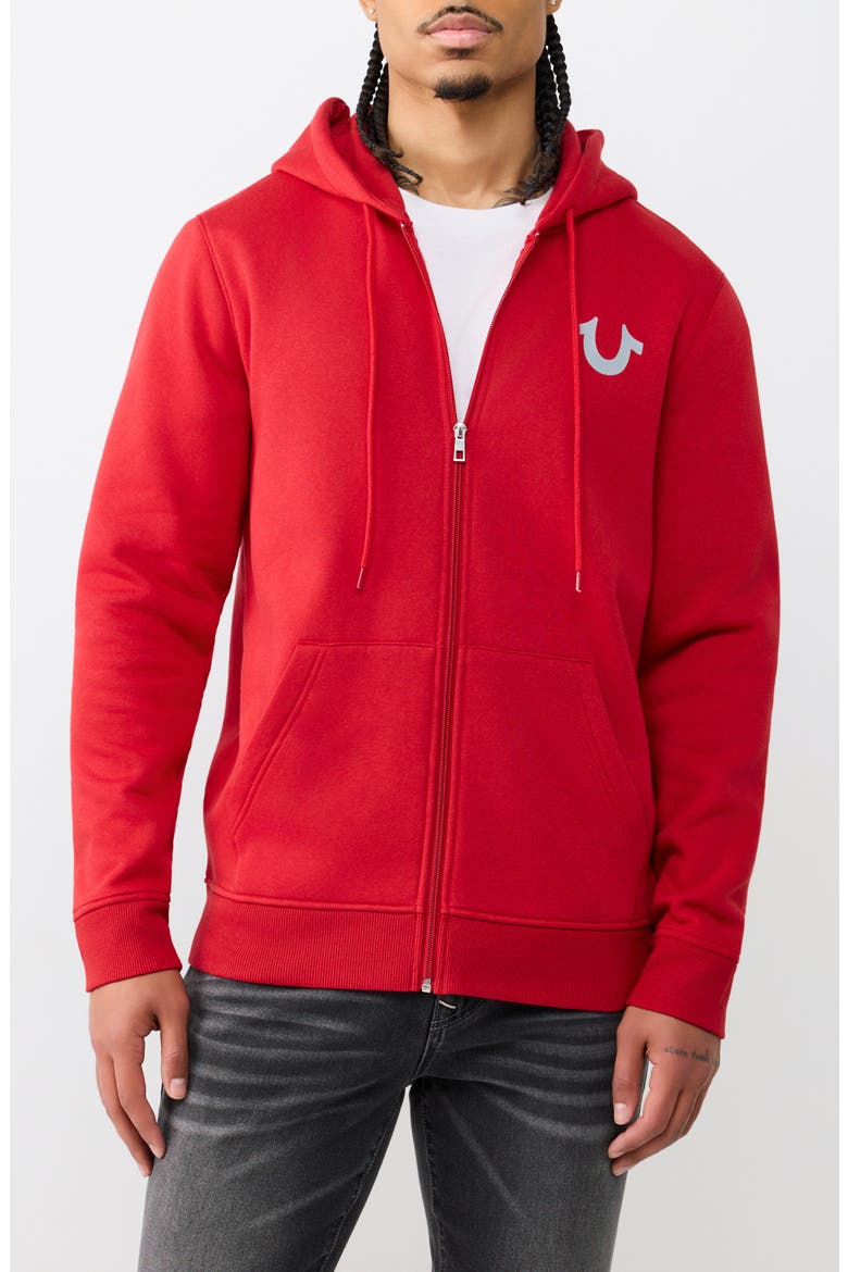 Wreath Buddha Zip Hoodie, Main, color, TRV RED