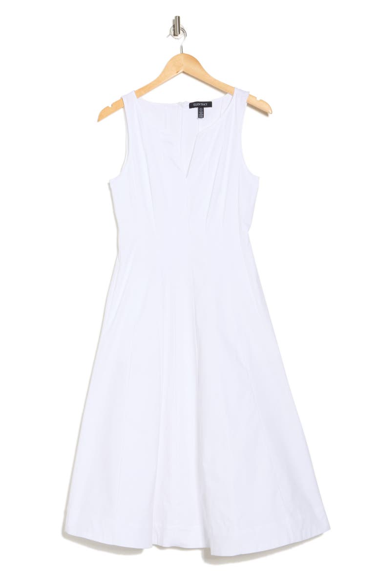 Stretch Cotton Fit & Flare Dress, Alternate, color, WHITE