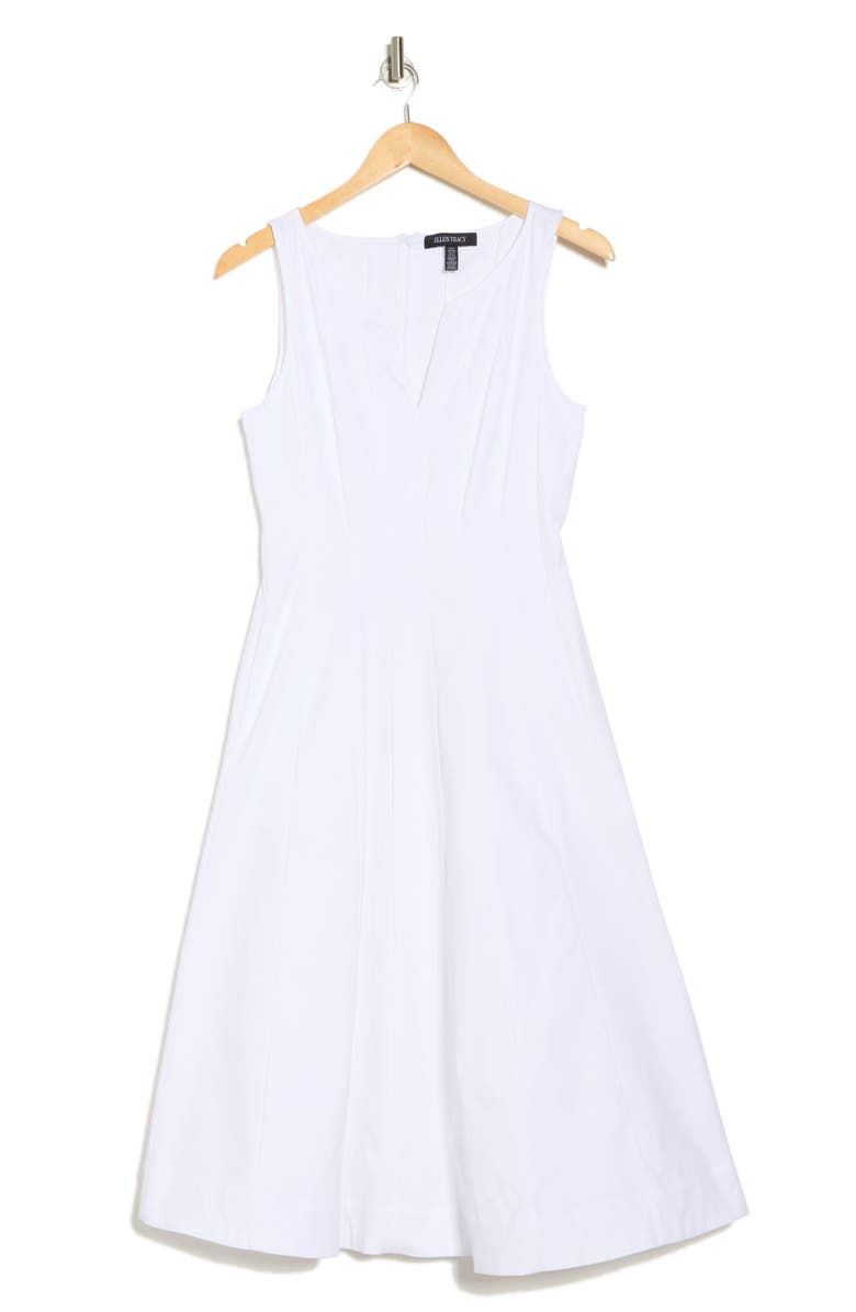 Ellen Tracy Stretch Cotton Fit & Flare Dress, Alternate, color, White
