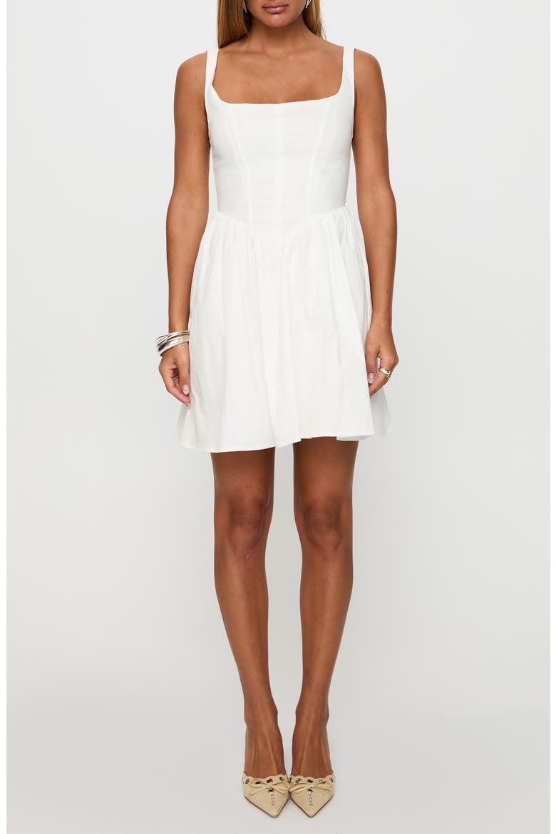 Martie Stretch Cotton Fit & Flare Minidress, Main, color, WHITE
