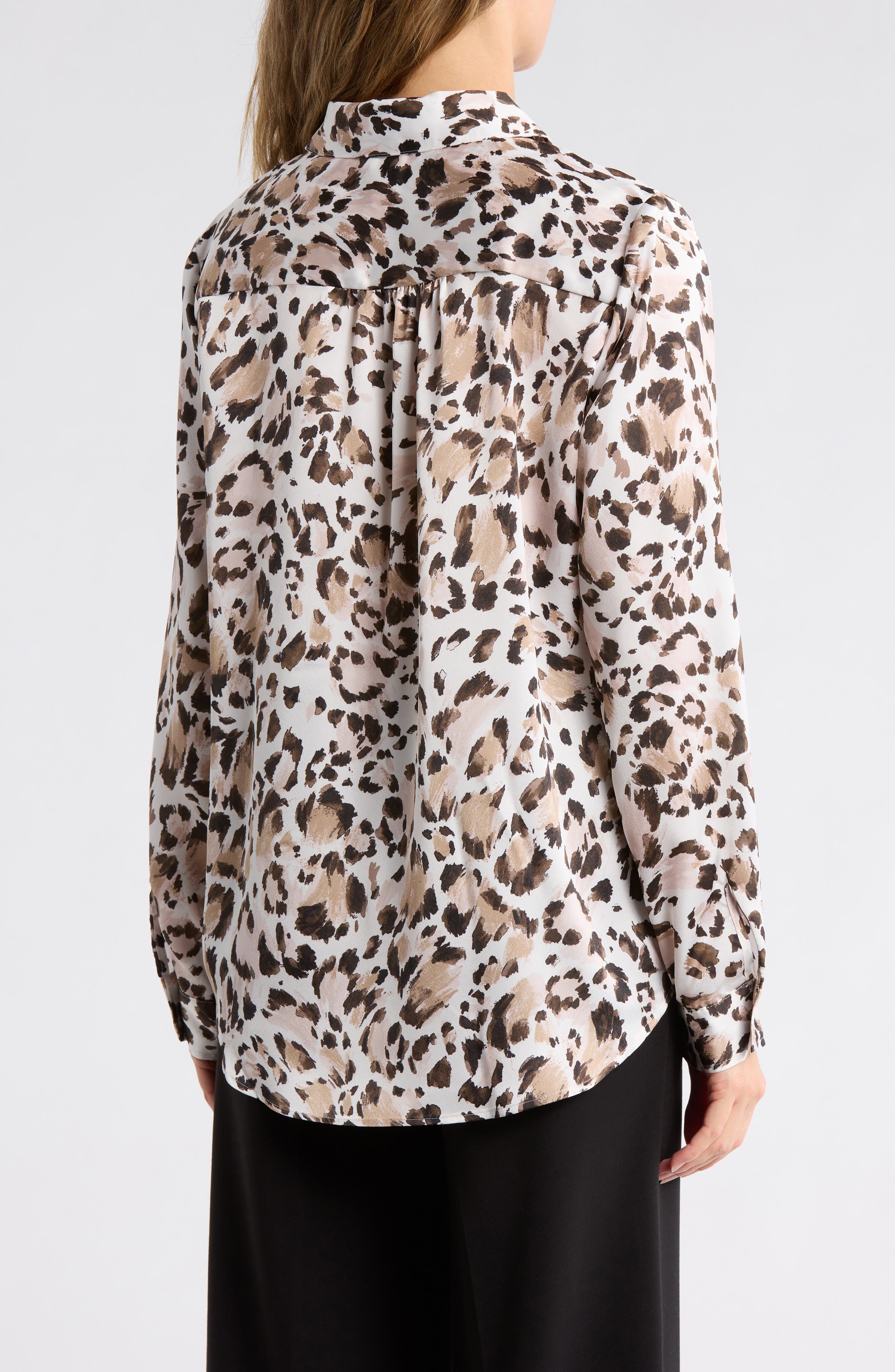 Printed Satin Roll Tab Top - image 4