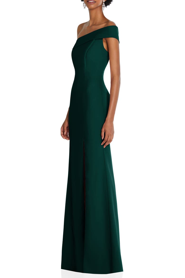 One-Shoulder Evening Gown, Alternate, color, EVERGREEN
