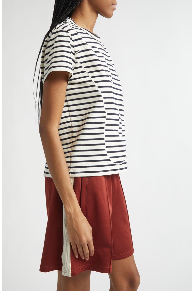 Crown Stripe Crop T-Shirt, Alternate, color, IVORY / NAVY
