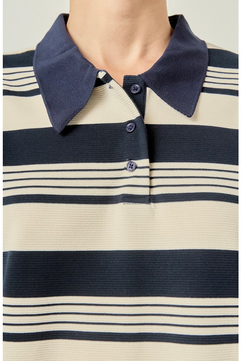 Striped Polo Minidress, Alternate, color, NAVY/ CREAM
