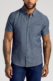 True Classic Short Sleeve Stretch Chambray Shirt