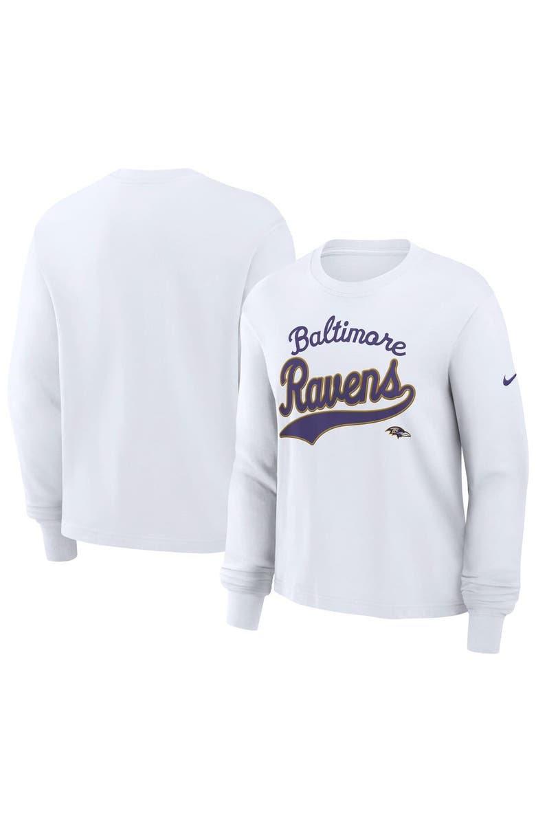 Nike Women's Nike White Baltimore Ravens Essential Long Sleeve Boxy T-Shirt, Main, color, 