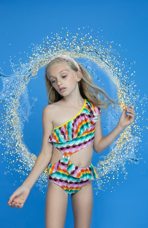 Nessi Byrd Kids' One-shoulder Ruffle & Cut-out One Piece Swimsuit In Multi