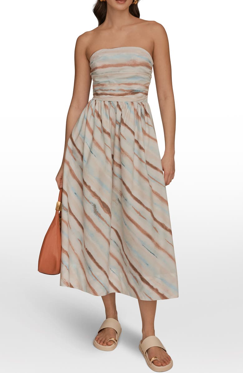 Donna Karan New York Watercolor Print Strapless Maxi Dress, Alternate, color, Waterclr S