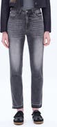 Bayeas High Waist Raw Hem Ankle Straight Leg Mom Jeans