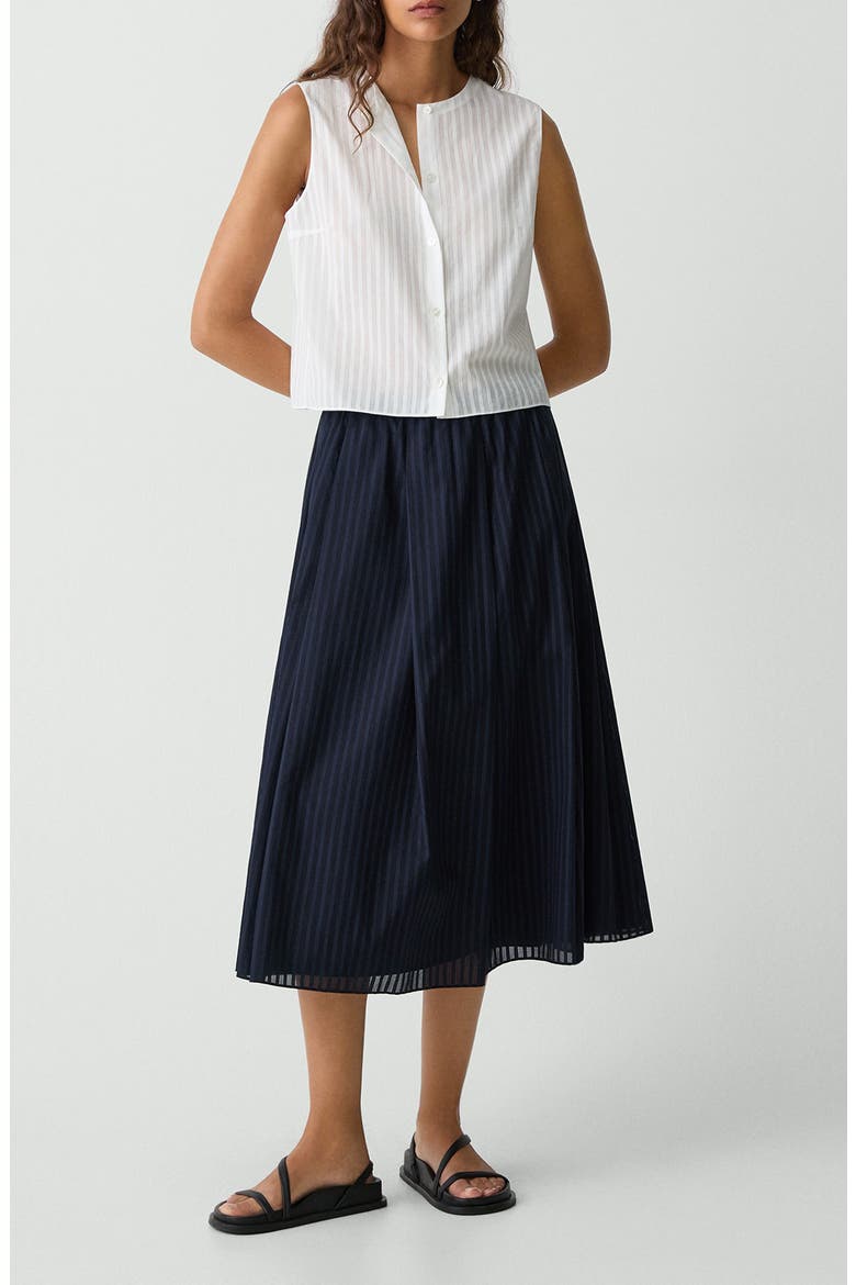 Stripe Sleeveless Crop Button-Up Shirt, Alternate, color, WHITE