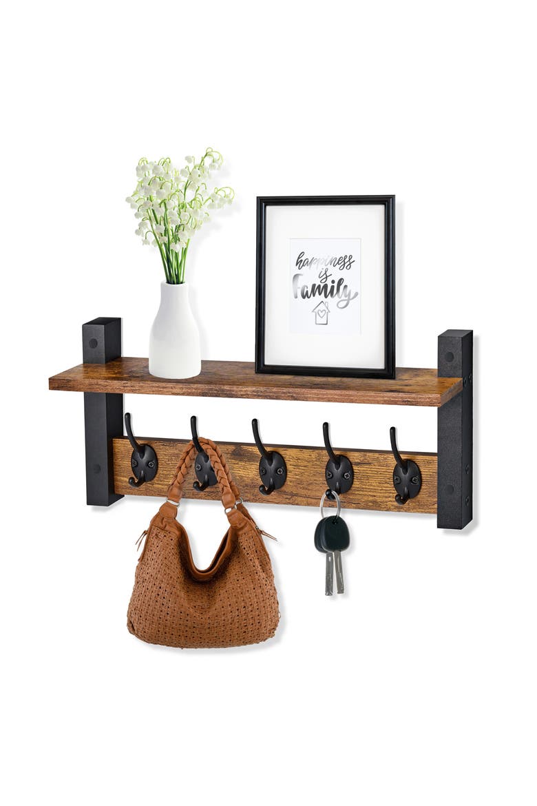 16-Inch Floating Wall Shelf, Alternate, color, BROWN