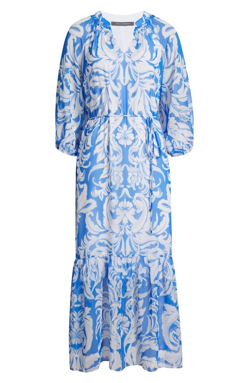 Julia Jordan Chiffon Midi Dress In Blue/ivory