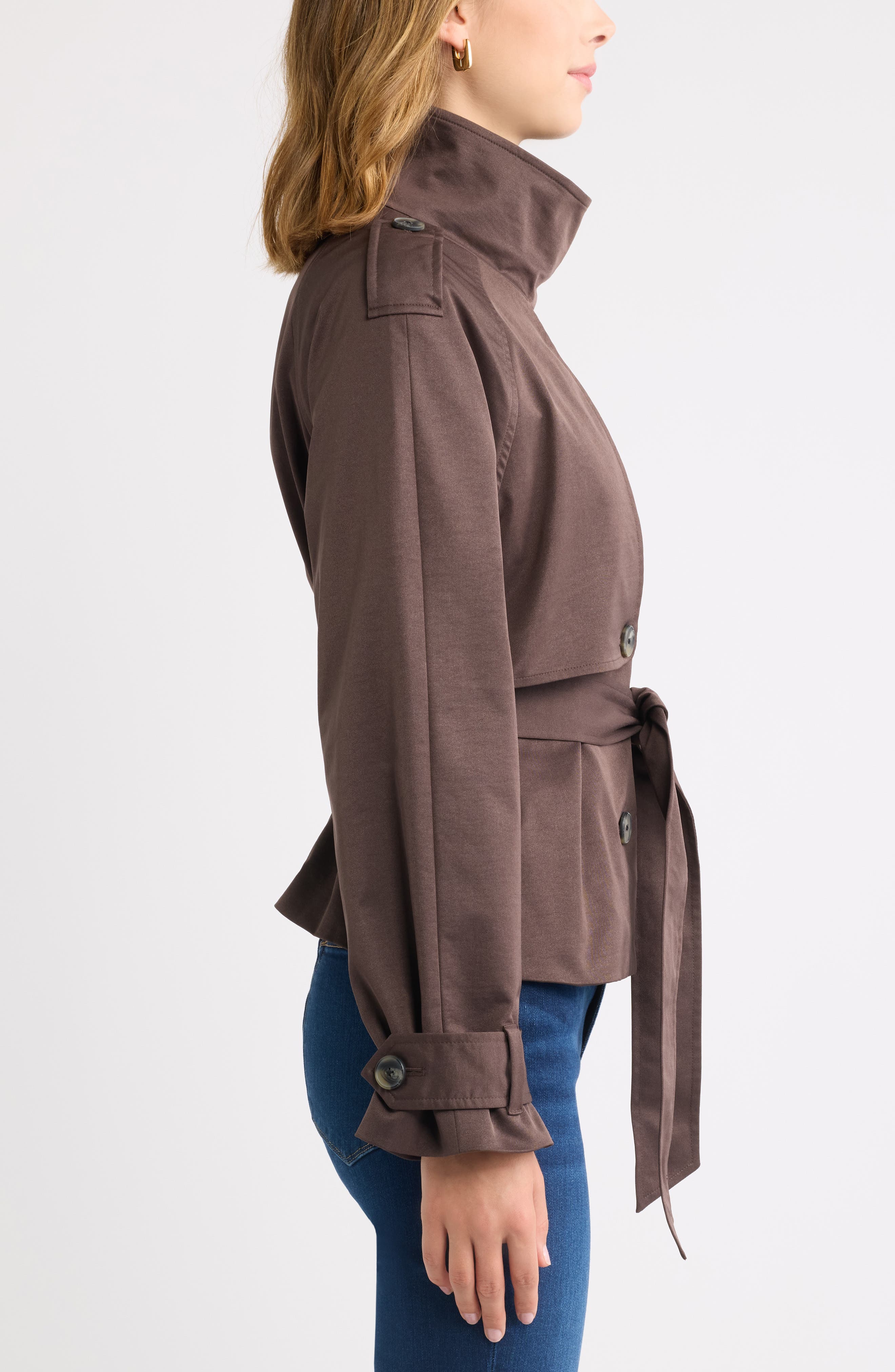 Женские куртки Open Edit Double Breasted Crop Trench Coat — фото 4