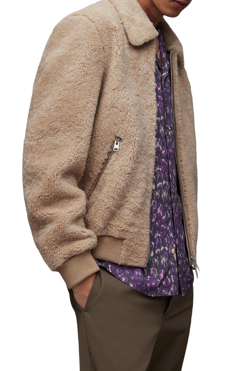 AllSaints Charlie Genuine Shearling Zip Jacket, Alternate, color, 