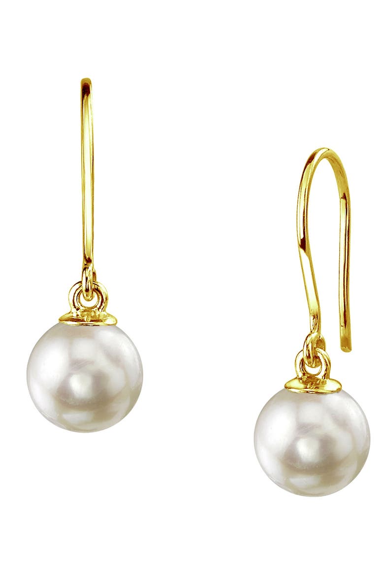 Japanese Akoya Certified Hanadama Linda Earrings, Main, color, Yellow Gold