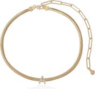 Ettika Pavé Cubic Zirconia Initial Charm Necklace