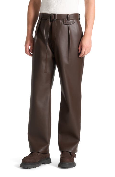 Serge Relaxed Fit Leather Pleated Trousers