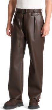 Manière De Voir Serge Relaxed Fit Leather Pleated Trousers