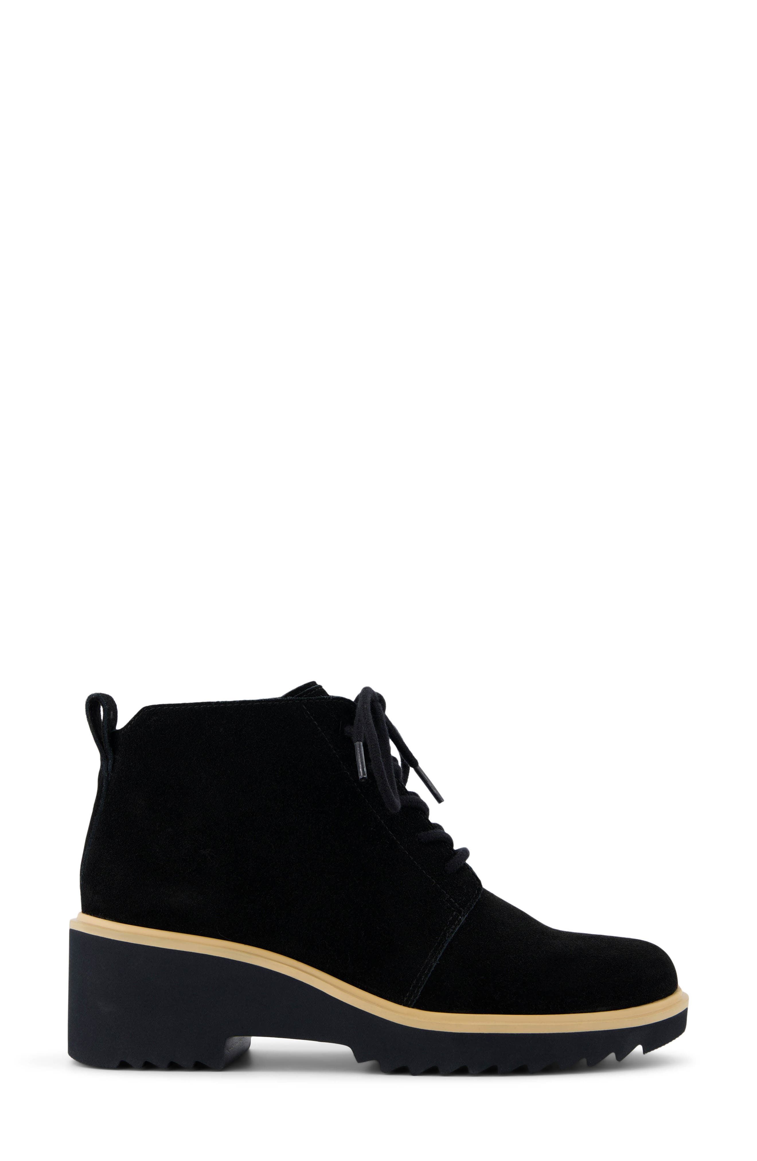 Maude Lace-Up Wedge Bootie, Alternate, color, BLACK