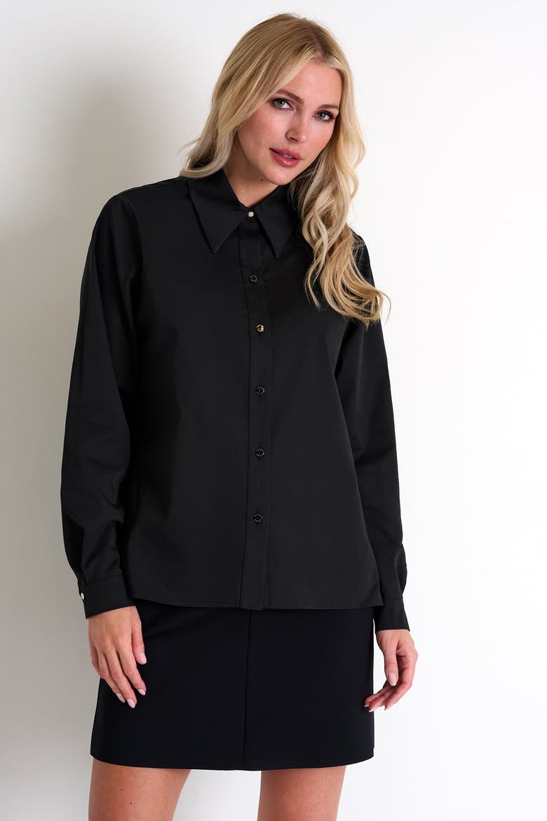 Poplin Shirt Tunic, Alternate, color, Black
