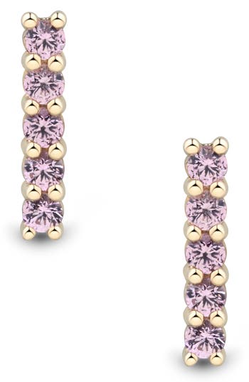 Frankie & Zoe Pink Sapphire Hoop Earrings In Yellow Gold/pink
