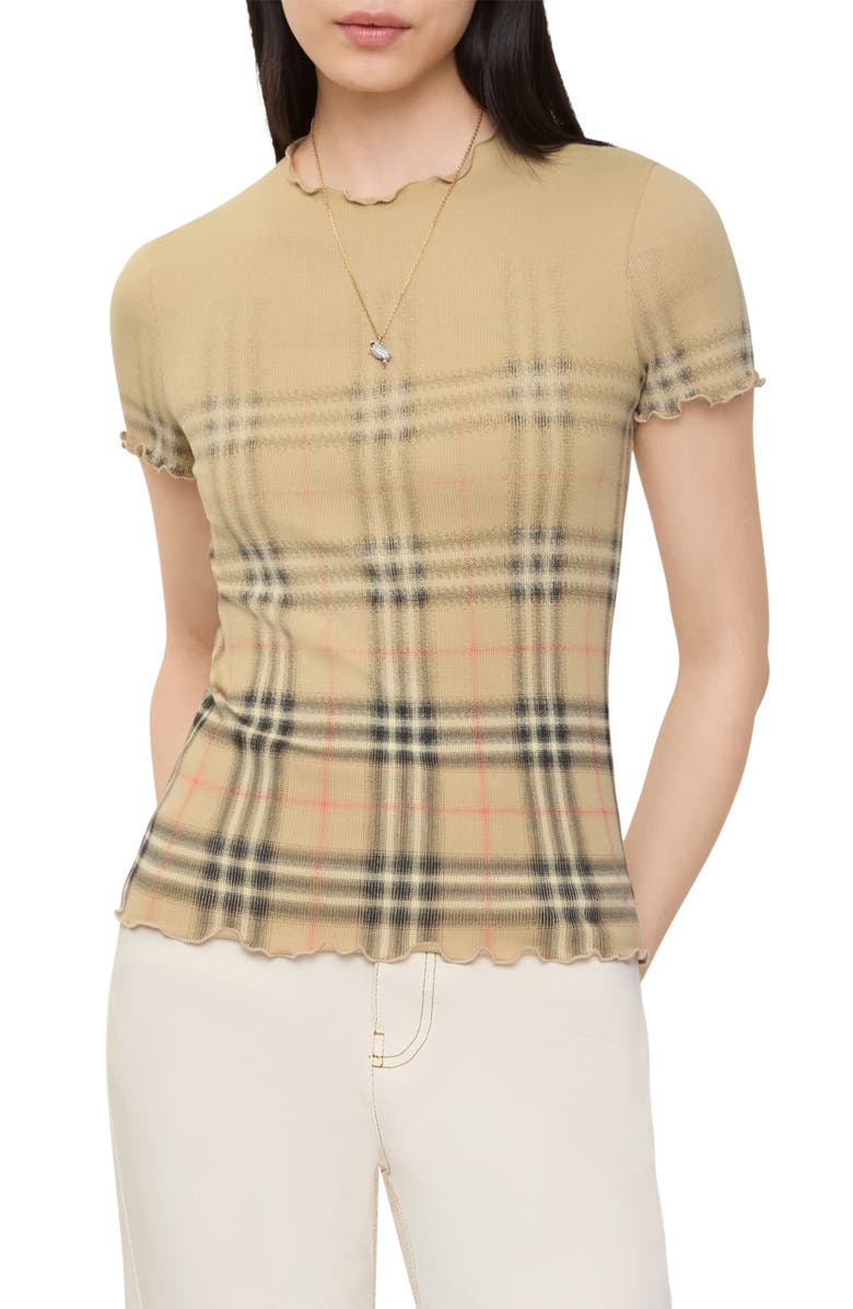 Burberry Letty Check T-Shirt, Alternate, color, Sand Ip Check